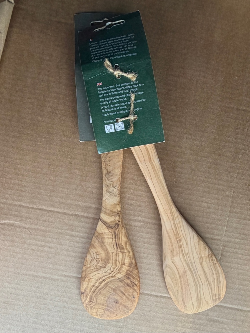 2 x Olive Wood Flat Kitchen Utensils 12” - Picture 4 of 7